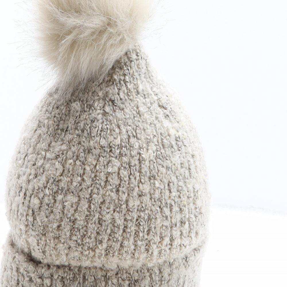 Primark Womens Beige Acrylic Bobble Hat One Size