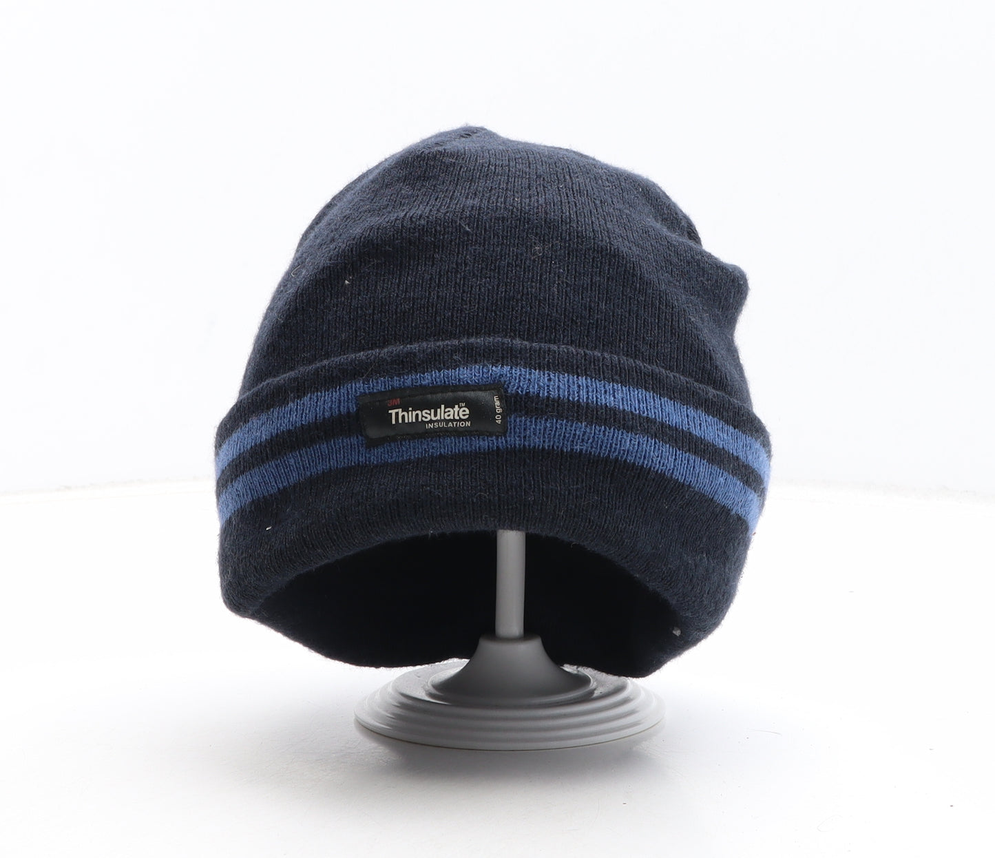 Thinsulate Mens Blue Striped Acrylic Beanie One Size