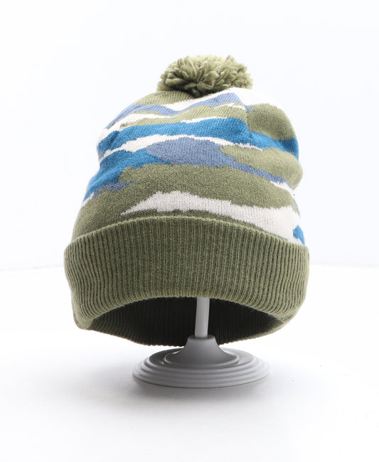 Marks and Spencer Boys Green Camouflage Acrylic Bobble Hat One Size
