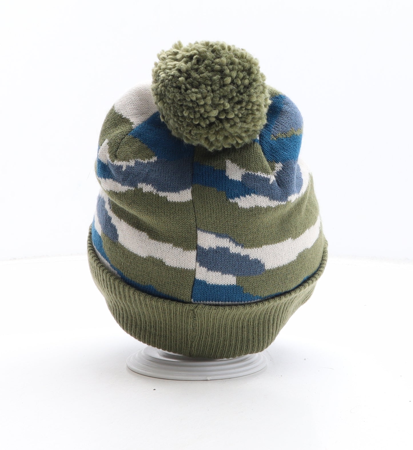Marks and Spencer Boys Green Camouflage Acrylic Bobble Hat One Size