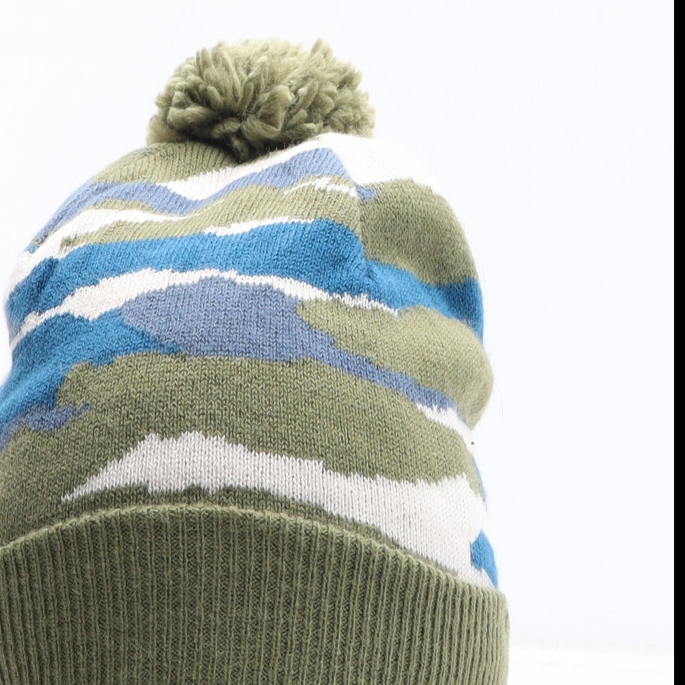 Marks and Spencer Boys Green Camouflage Acrylic Bobble Hat One Size