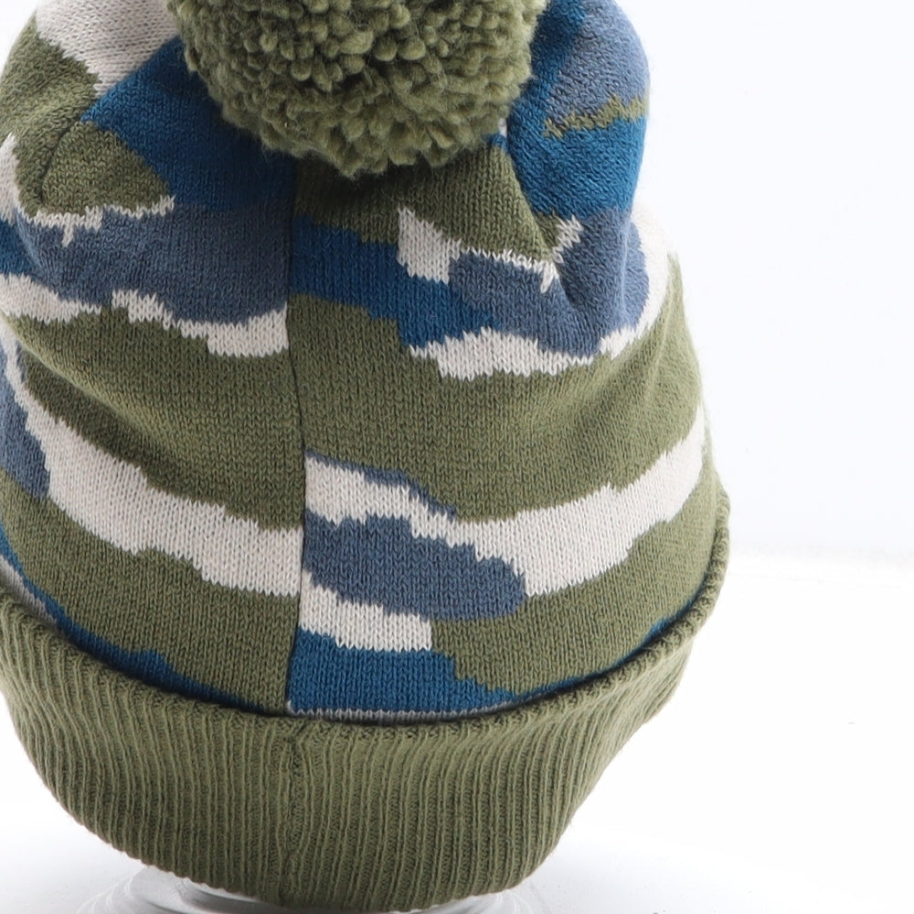Marks and Spencer Boys Green Camouflage Acrylic Bobble Hat One Size