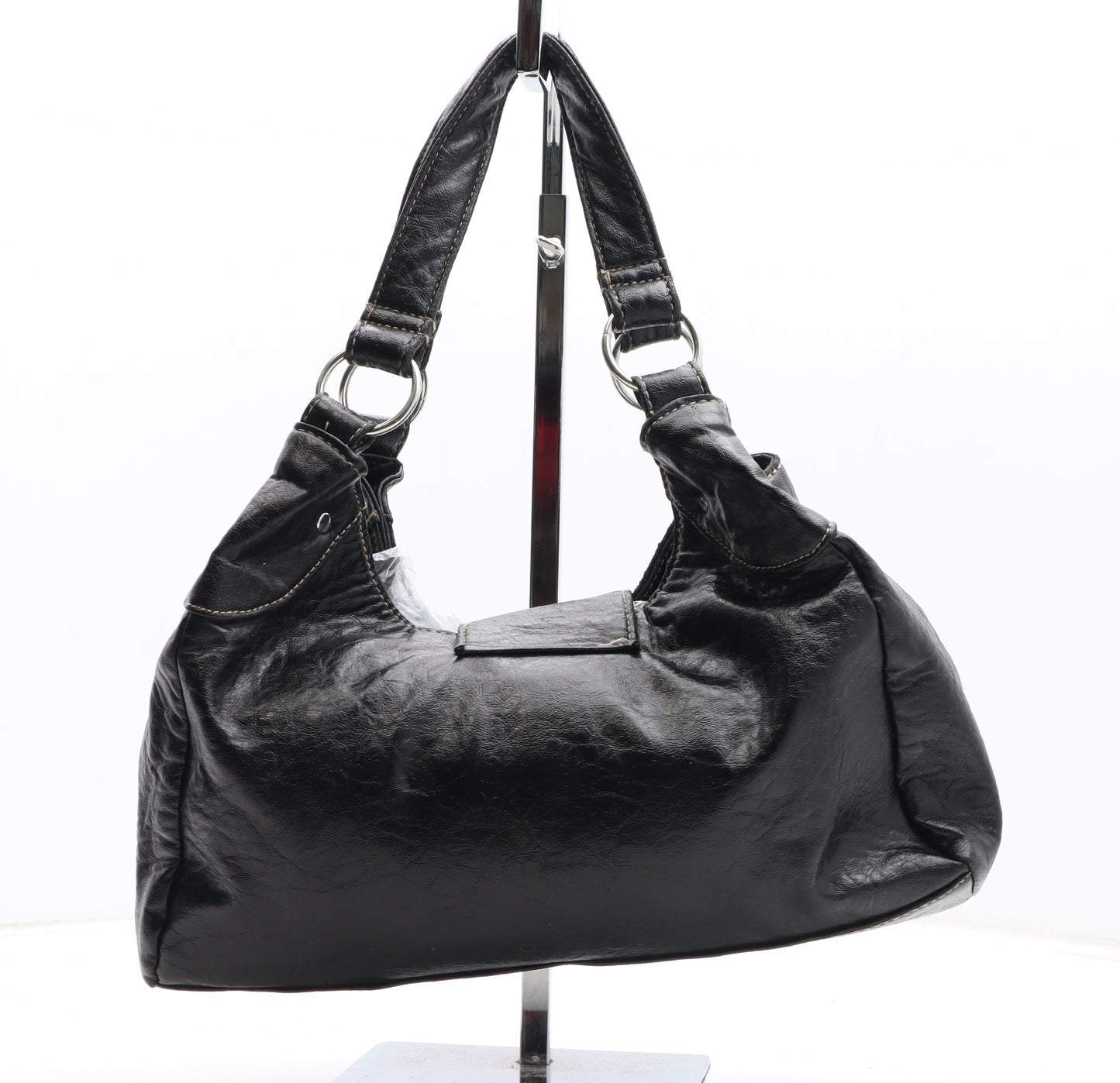 New Look Womens Black PVC Shoulder Bag Size Medium