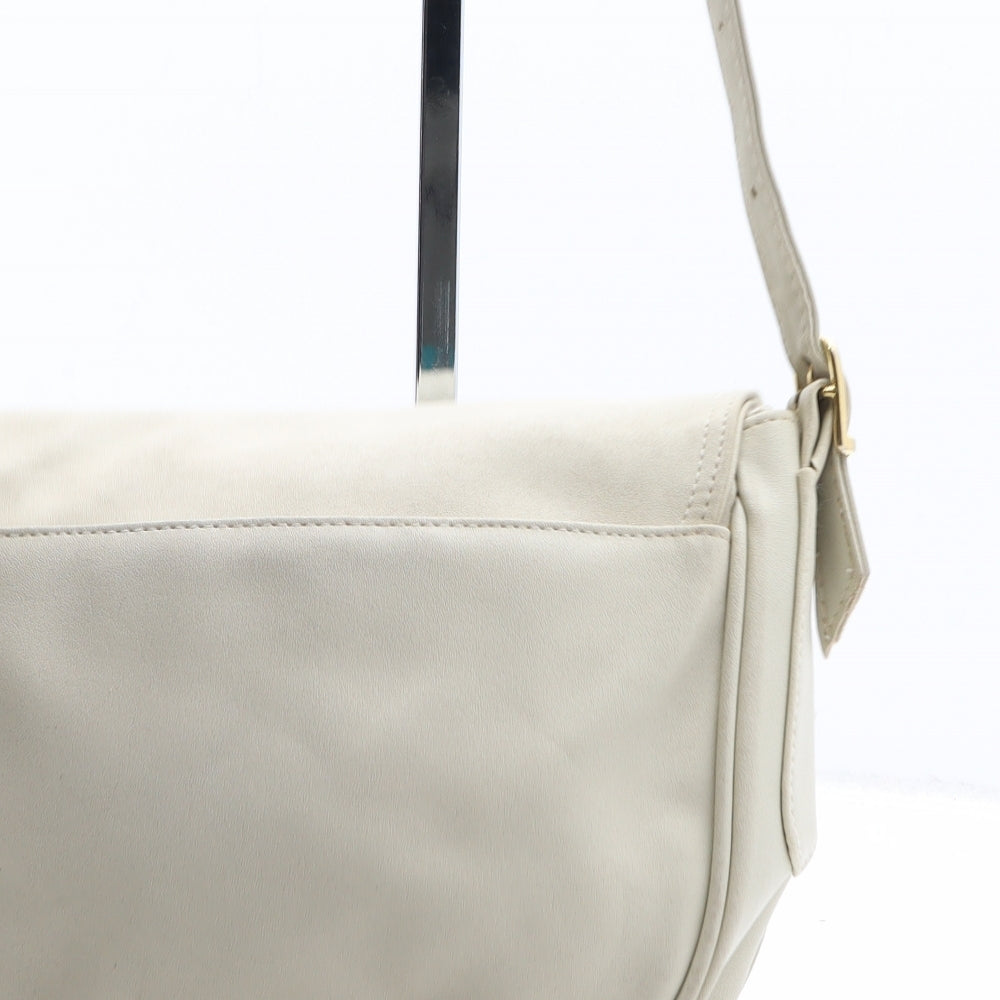 Preworn Womens Beige Polyurethane Crossbody Size Small