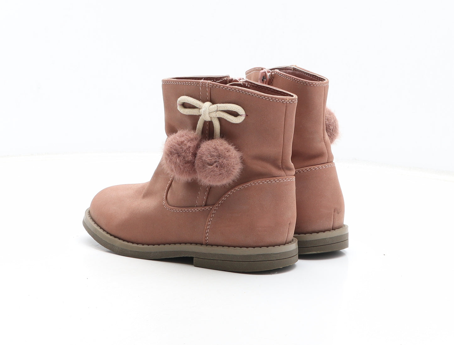 Marks and Spencer Girls Pink Synthetic Bootie Boot UK 11 - Pom Pom Detail