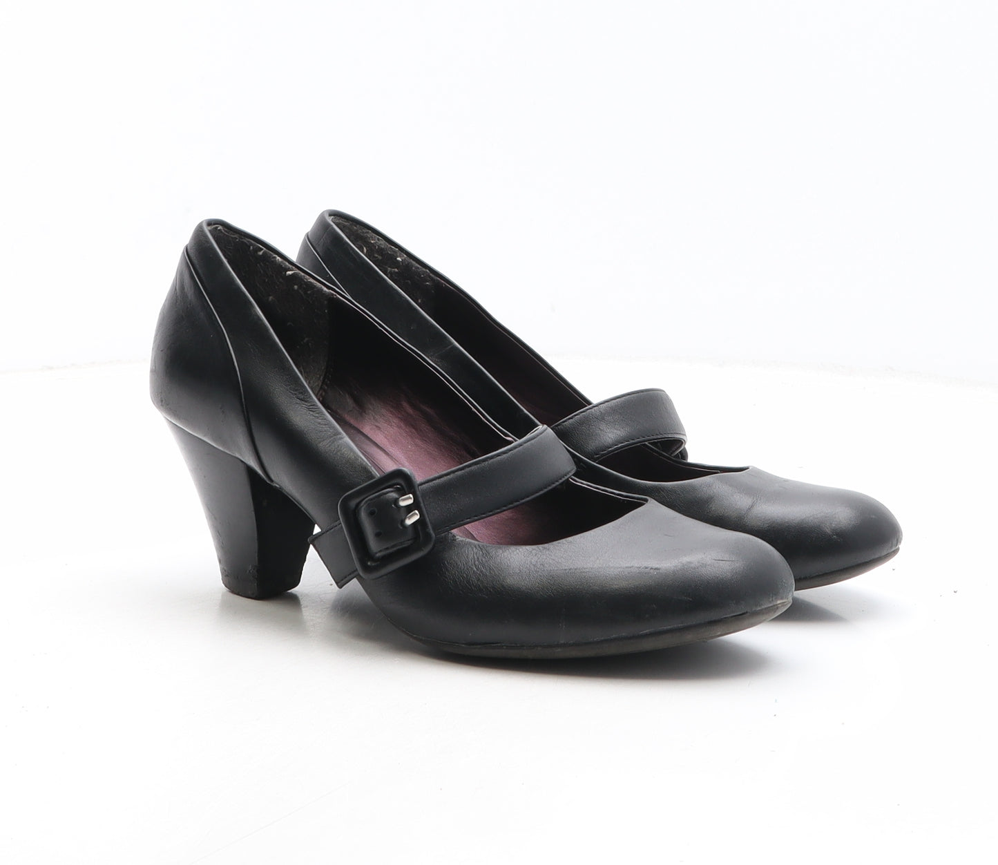 Clarks Womens Black Synthetic Court Heel UK - Mary Jane Style