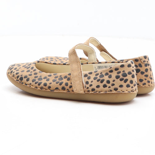 Clarks Girls Brown Animal Print Leather Slip On Casual UK 11.5 - Leopard Pattern