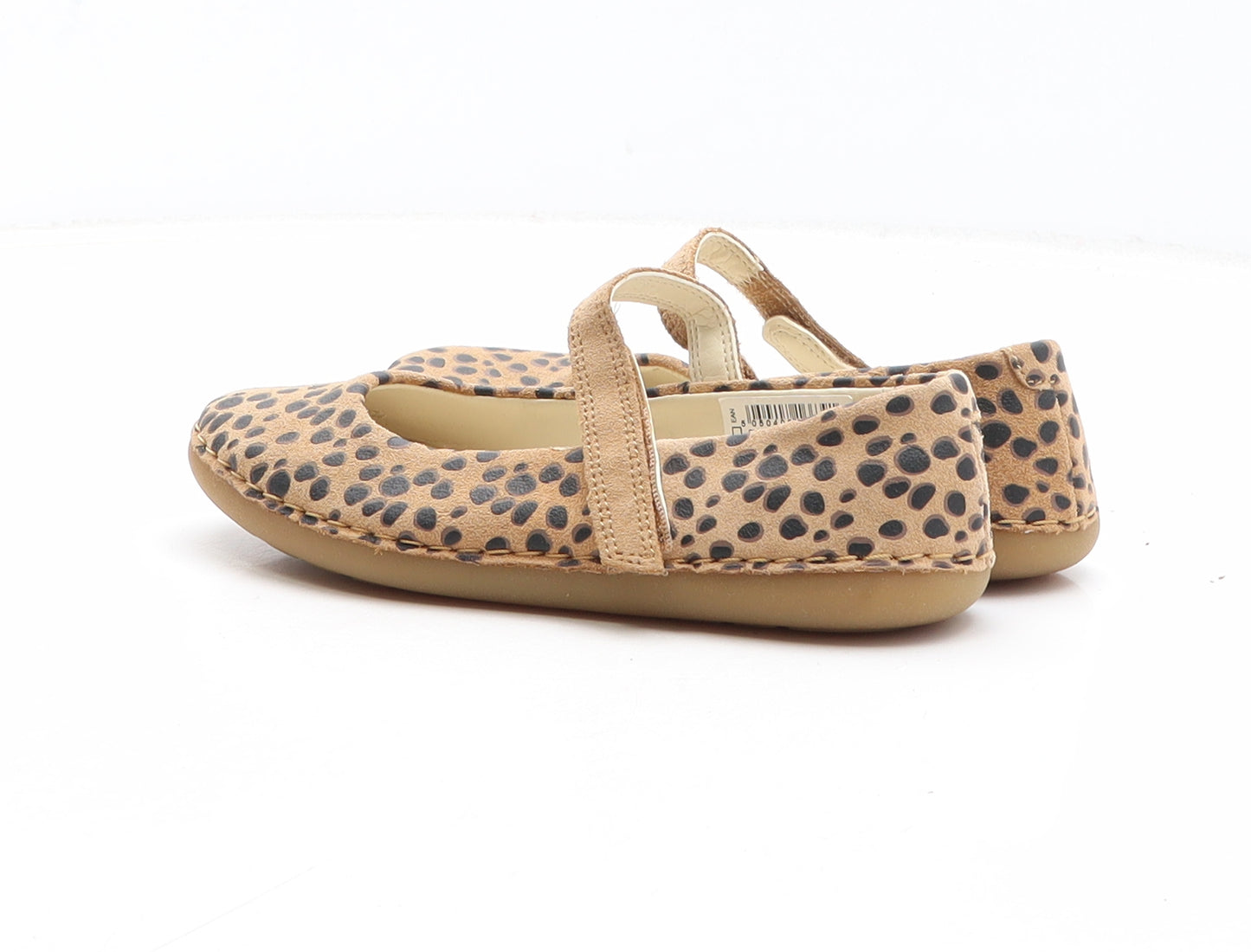 Clarks Girls Brown Animal Print Leather Slip On Casual UK 11.5 - Leopard Pattern