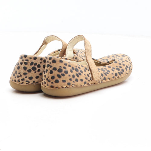 Clarks Girls Brown Animal Print Leather Slip On Casual UK 11.5 - Leopard Pattern