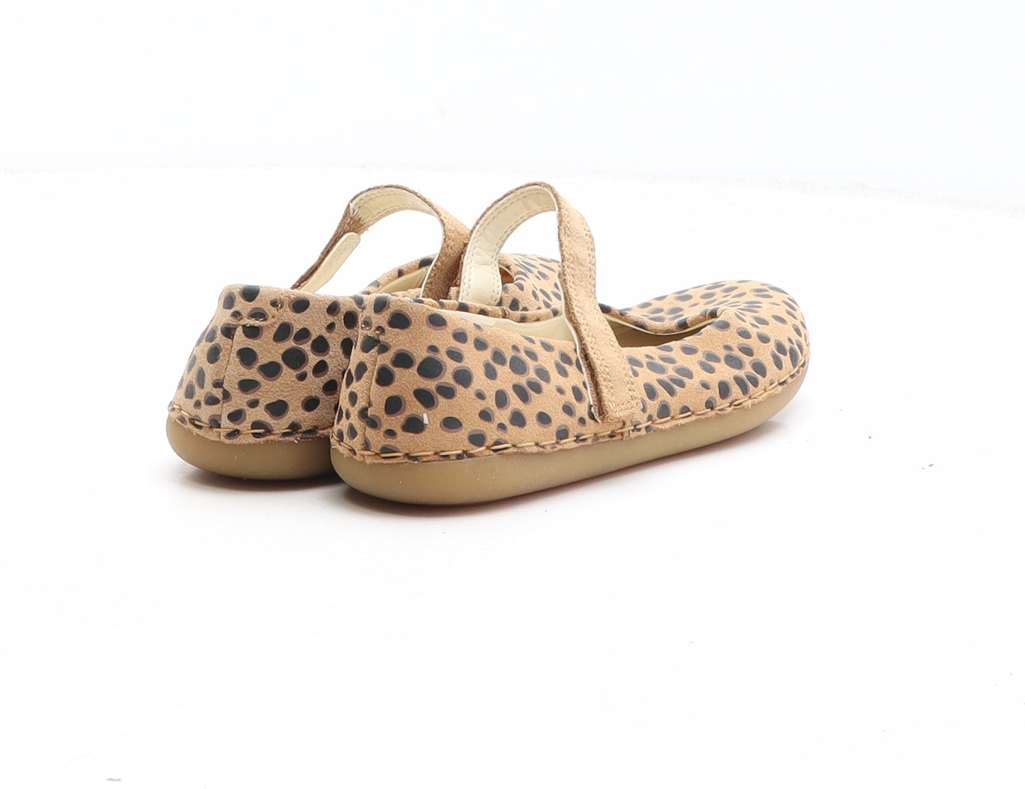 Clarks Girls Brown Animal Print Leather Slip On Casual UK 11.5 - Leopard Pattern