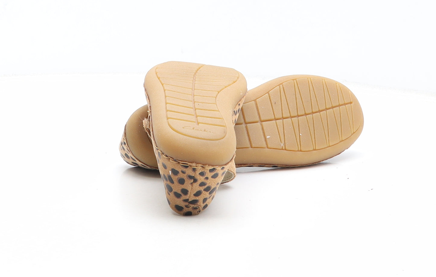 Clarks Girls Brown Animal Print Leather Slip On Casual UK 11.5 - Leopard Pattern