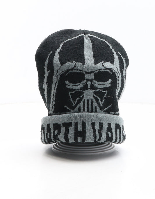 Star Wars Boys Black Geometric Acrylic Beanie One Size - Darth Vader Star Wars Size 7-10 Years