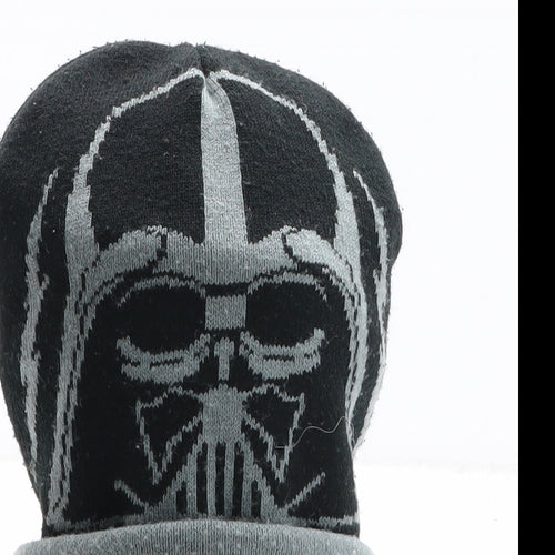 Star Wars Boys Black Geometric Acrylic Beanie One Size - Darth Vader Star Wars Size 7-10 Years