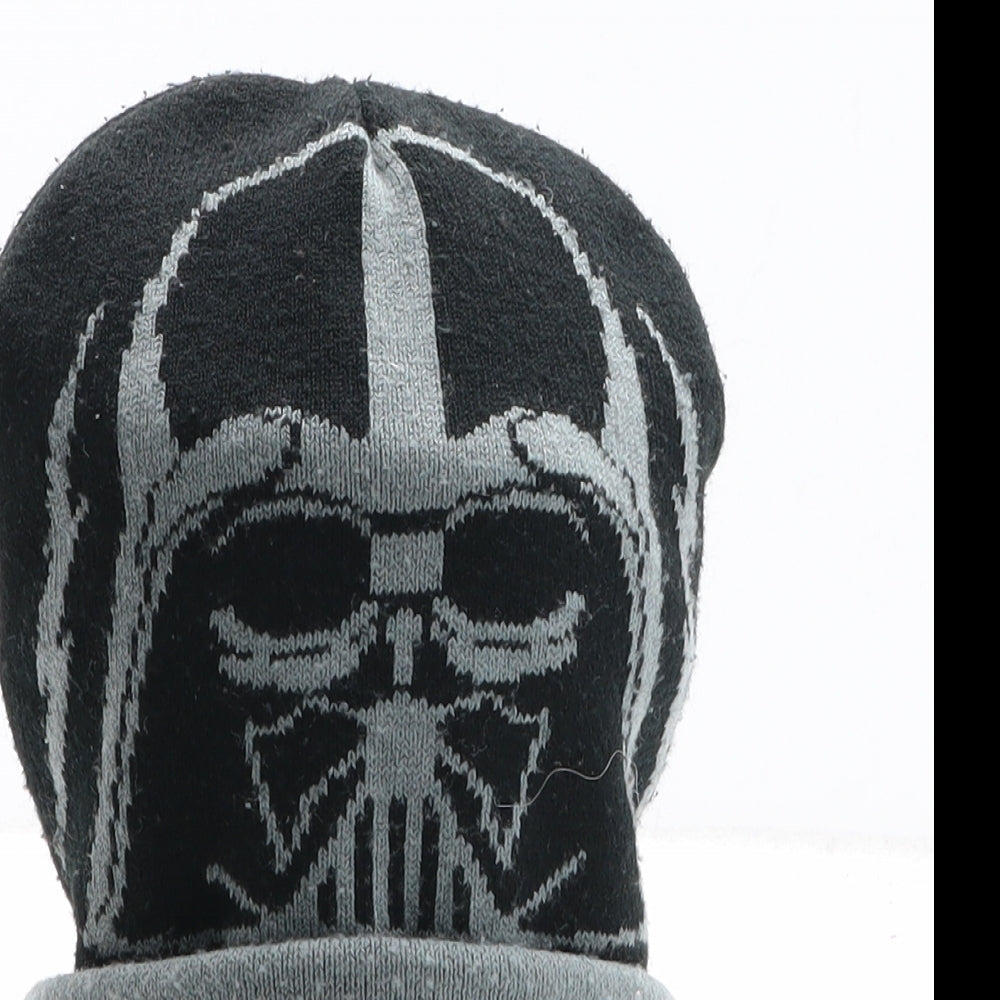 Star Wars Boys Black Geometric Acrylic Beanie One Size - Darth Vader Star Wars Size 7-10 Years
