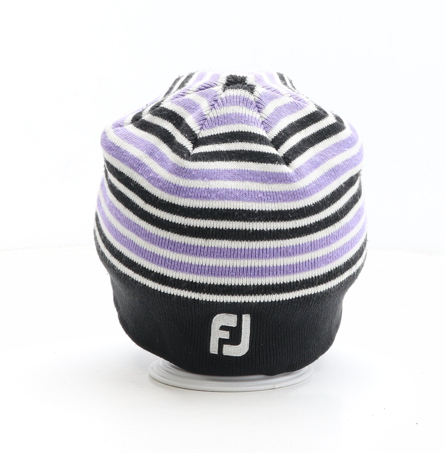 FootJoy Womens Purple Striped Acrylic Beanie One Size