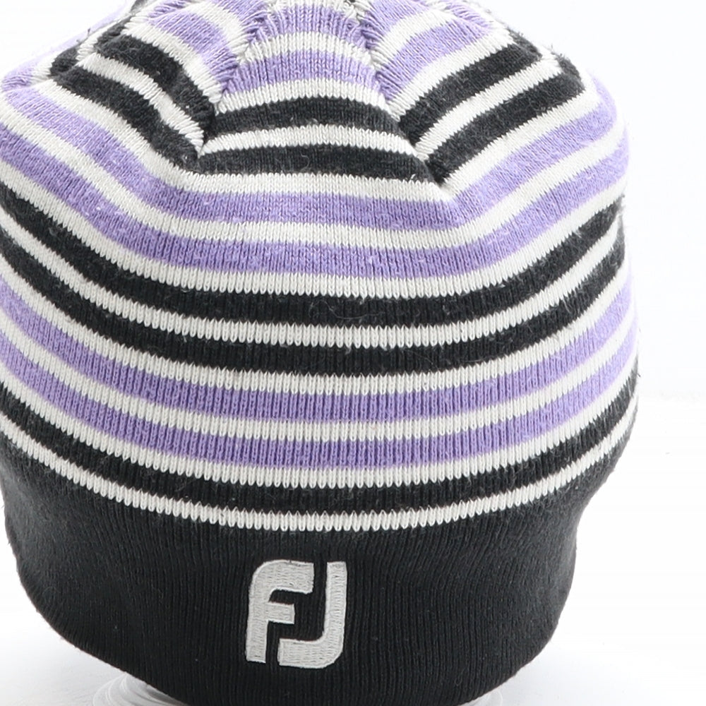 FootJoy Womens Purple Striped Acrylic Beanie One Size