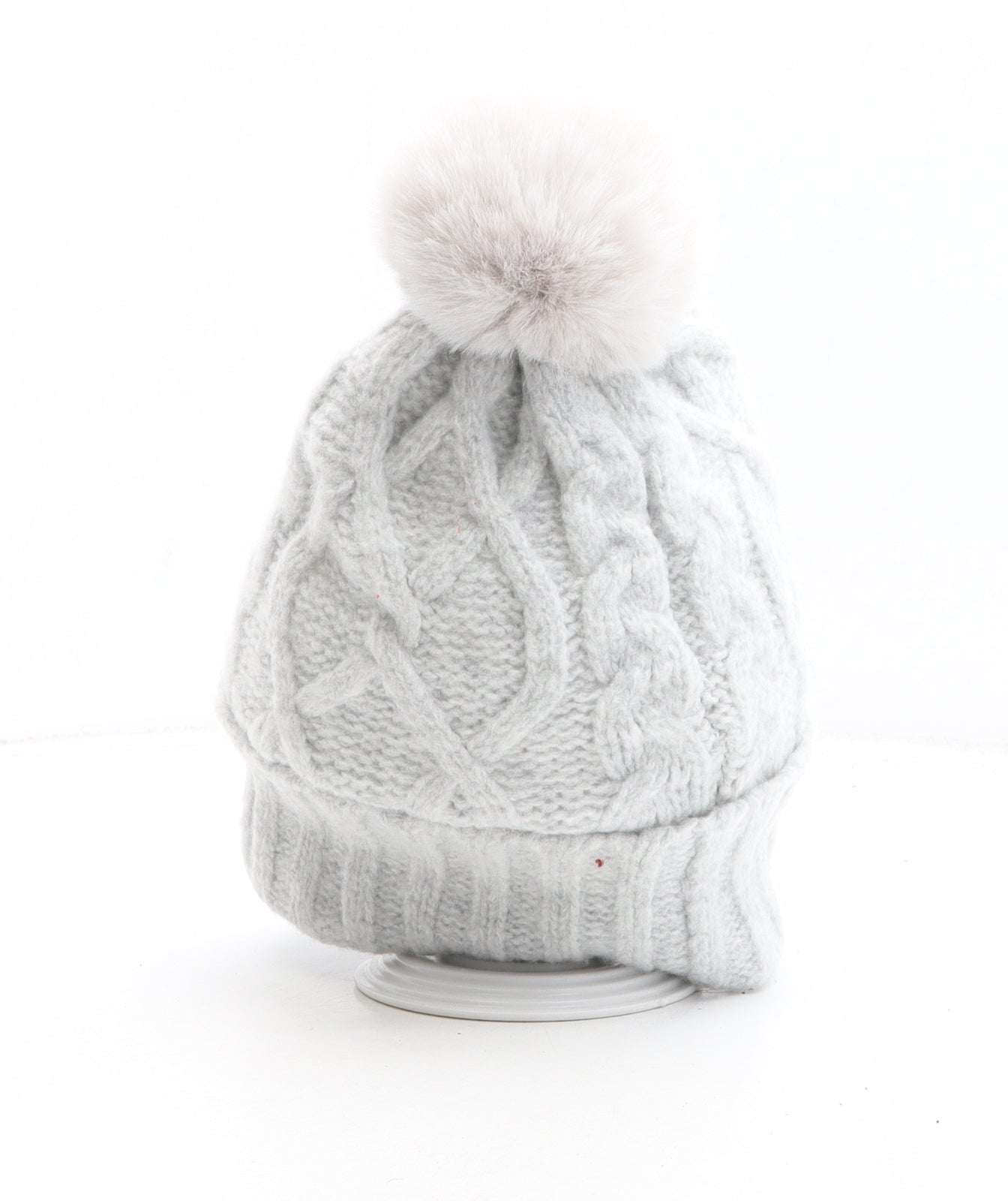 F&F Womens Grey Polyester Bobble Hat One Size