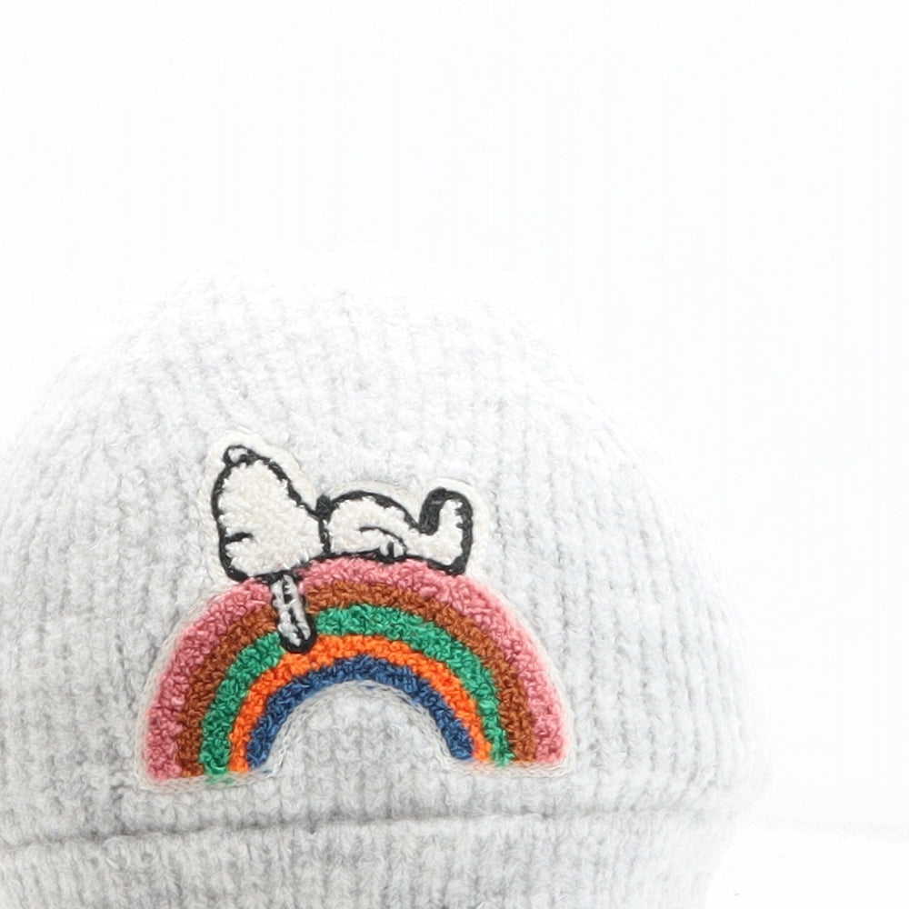 Marks and Spencer Girls Grey Acrylic Beanie One Size - Snoopy Size 10-13 Years
