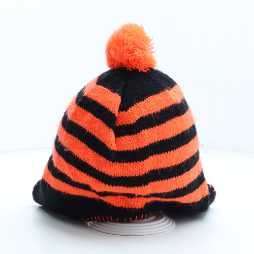Preworn Boys Orange Striped Acrylic Winter Hat One Size
