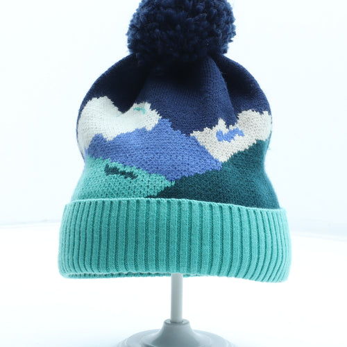 Marks and Spencer Boys Multicoloured Colourblock Acrylic Bobble Hat Size S - Size 10-13 Years