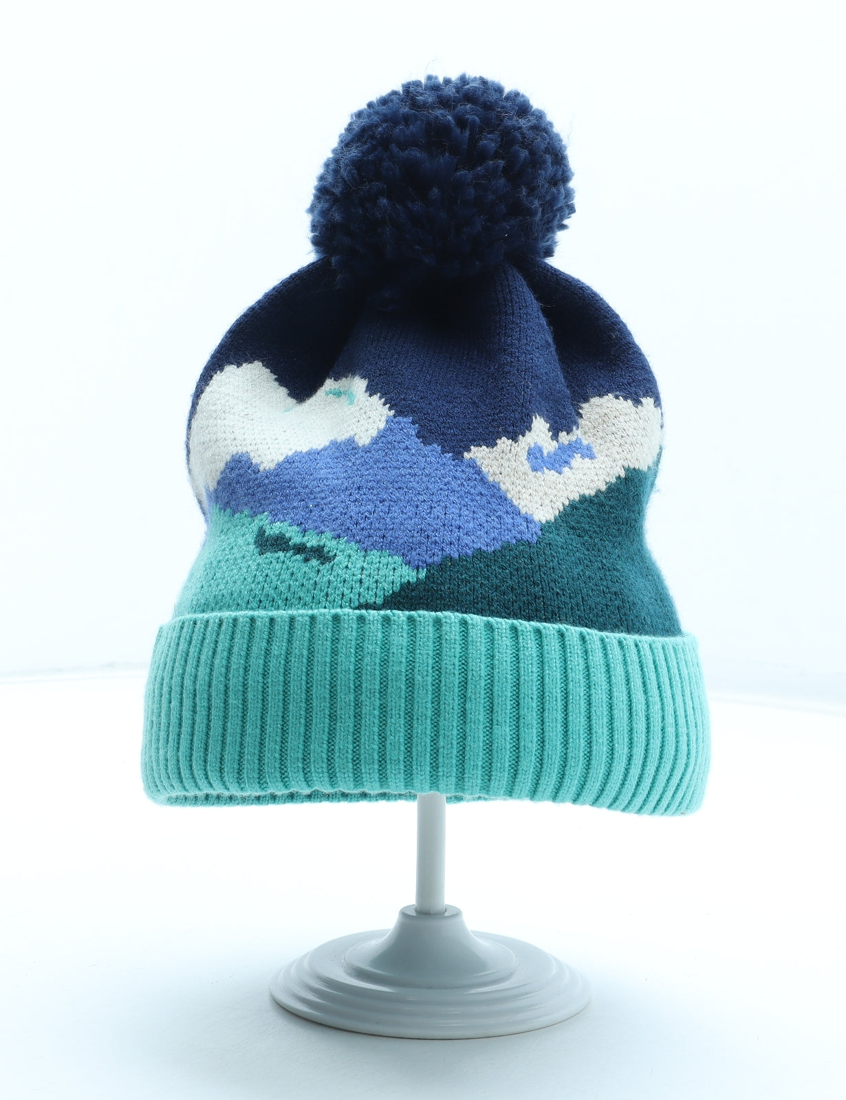 Marks and Spencer Boys Multicoloured Colourblock Acrylic Bobble Hat Size S - Size 10-13 Years