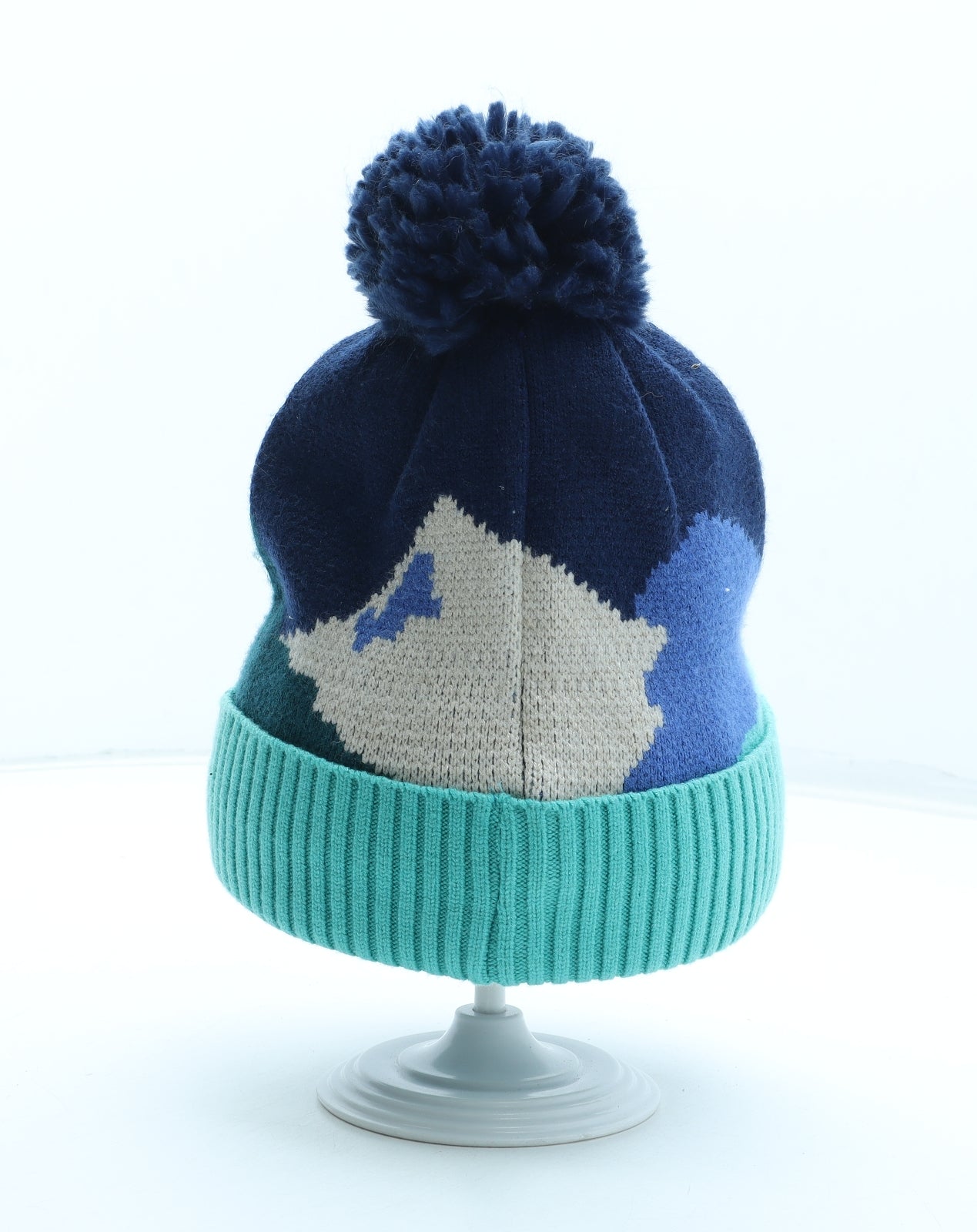 Marks and Spencer Boys Multicoloured Colourblock Acrylic Bobble Hat Size S - Size 10-13 Years