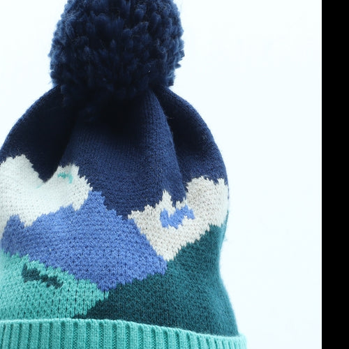 Marks and Spencer Boys Multicoloured Colourblock Acrylic Bobble Hat Size S - Size 10-13 Years