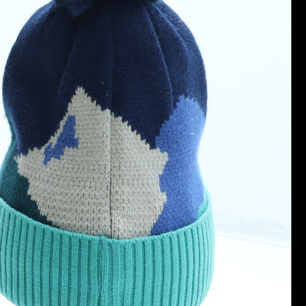 Marks and Spencer Boys Multicoloured Colourblock Acrylic Bobble Hat Size S - Size 10-13 Years