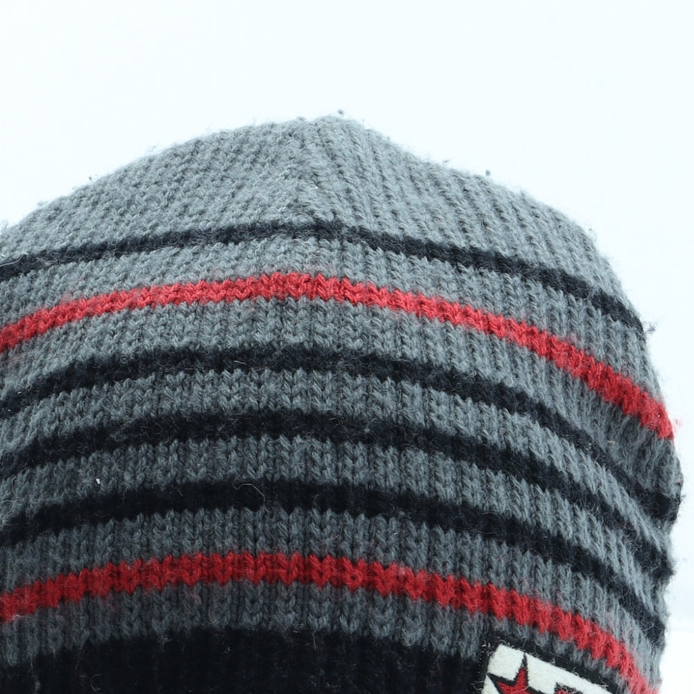 O'Neill Mens Grey Striped Acrylic Beanie One Size