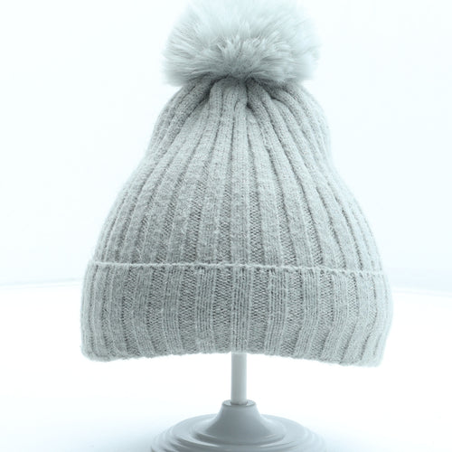 Primark Womens Grey Acrylic Bobble Hat One Size