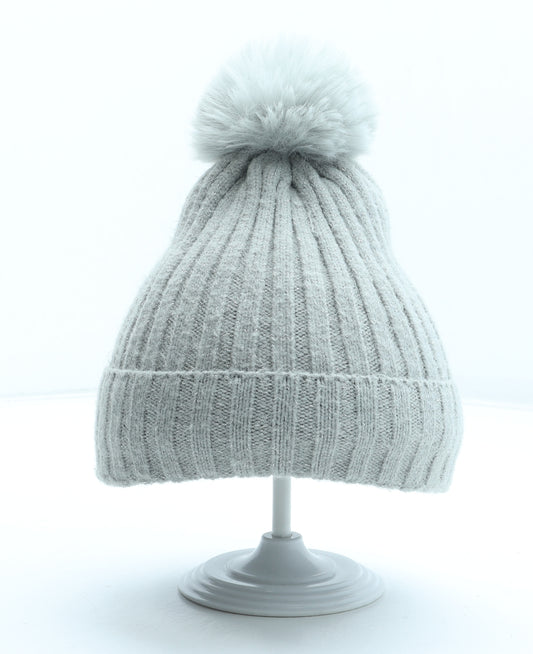 Primark Womens Grey Acrylic Bobble Hat One Size