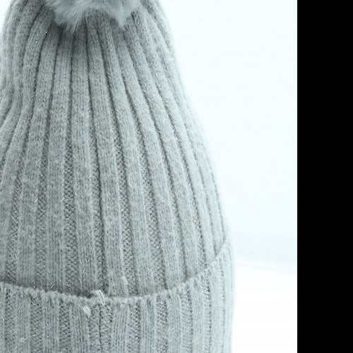 Primark Womens Grey Acrylic Bobble Hat One Size