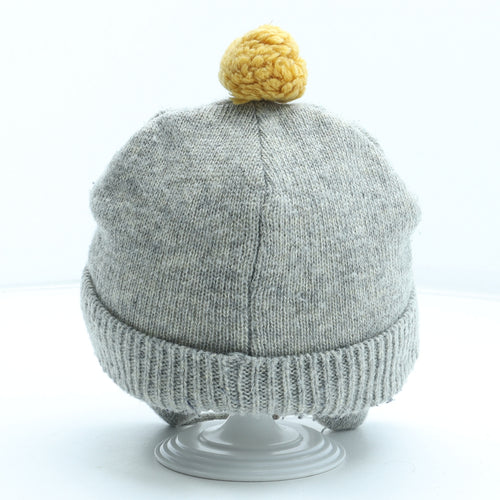 Preworn Girls Grey Acrylic Bobble Hat Size S - Penguin Size 1-7 Years