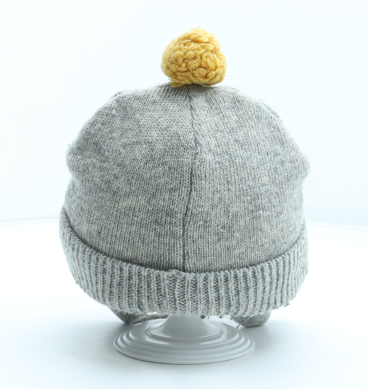 Preworn Girls Grey Acrylic Bobble Hat Size S - Penguin Size 1-7 Years