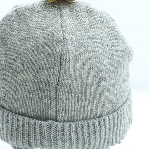 Preworn Girls Grey Acrylic Bobble Hat Size S - Penguin Size 1-7 Years