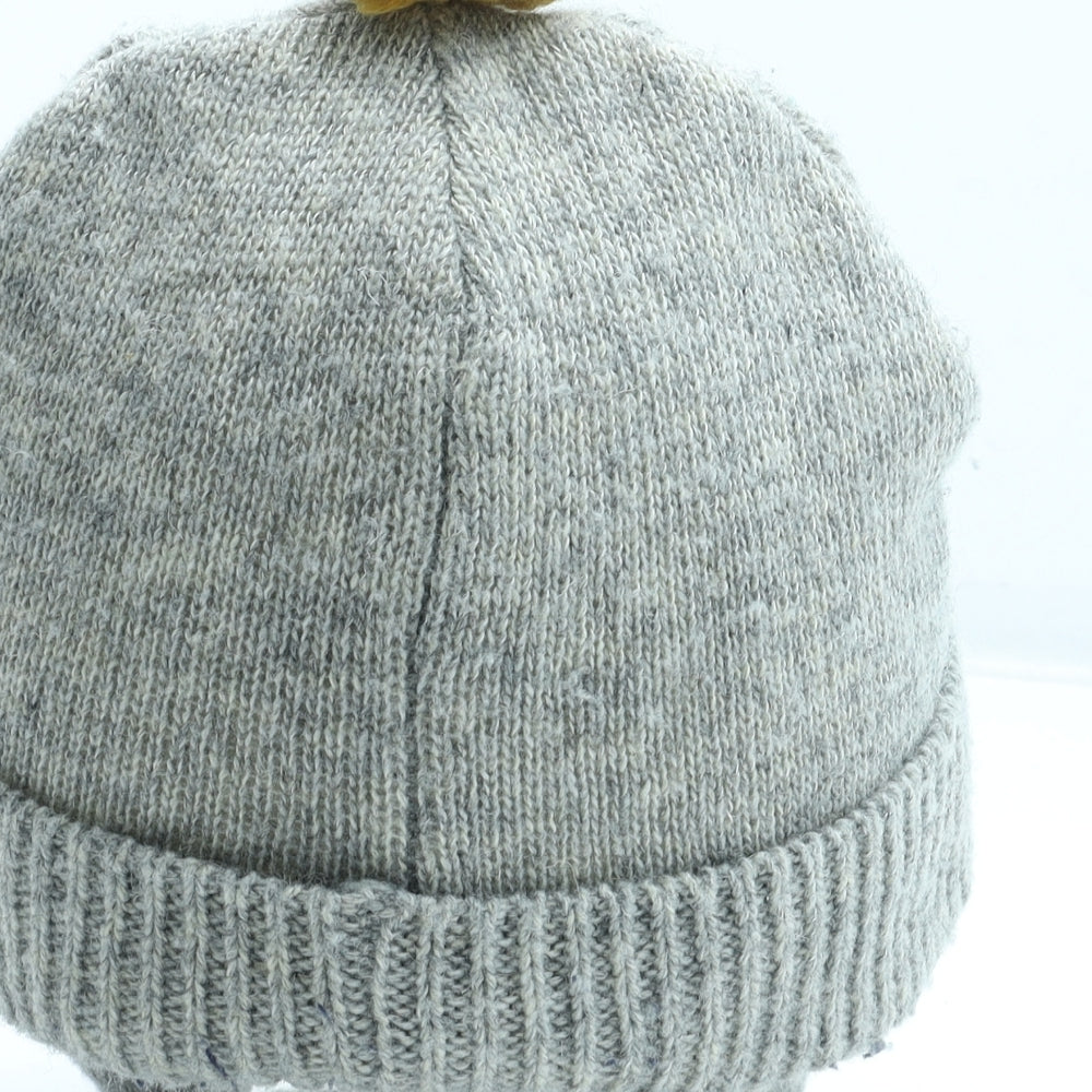 Preworn Girls Grey Acrylic Bobble Hat Size S - Penguin Size 1-7 Years