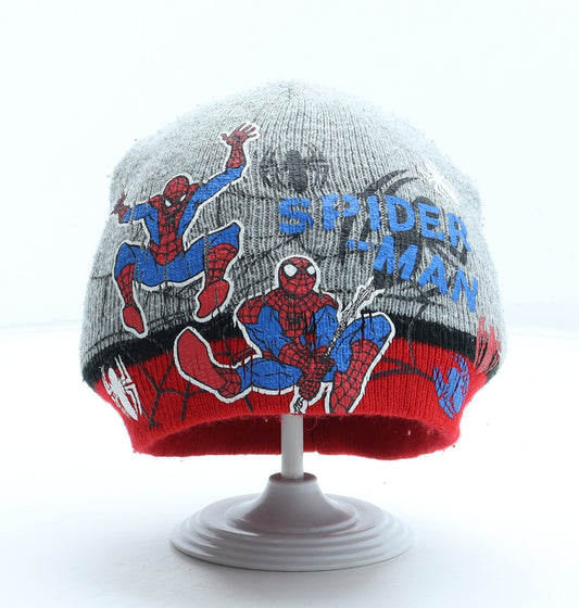 Spiderman Boys Grey Geometric Acrylic Beanie One Size