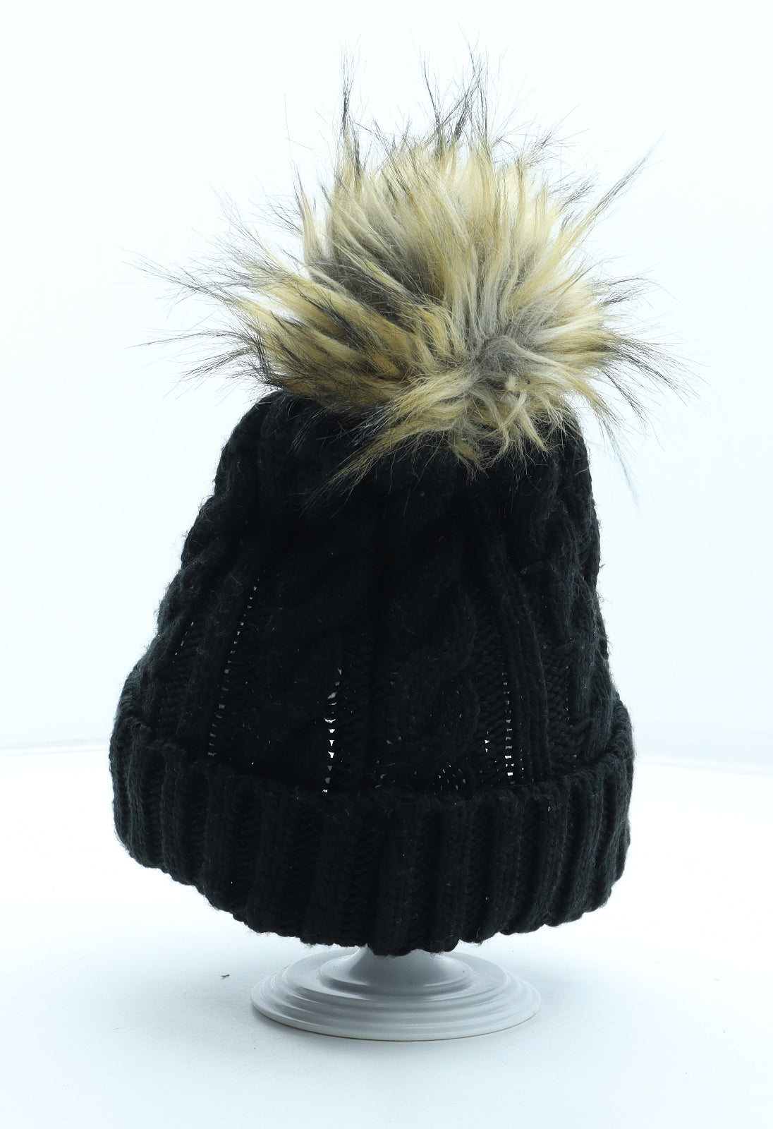 Preworn Womens Black Acrylic Bobble Hat One Size