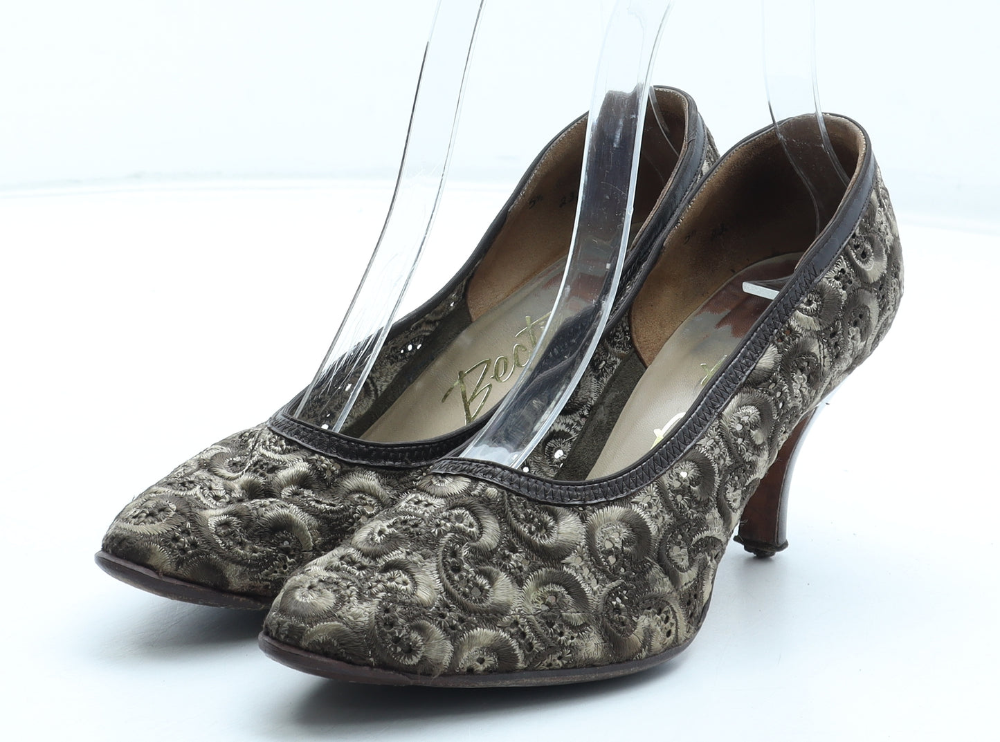 Bective Womens Brown Geometric Polyester Court Heel UK