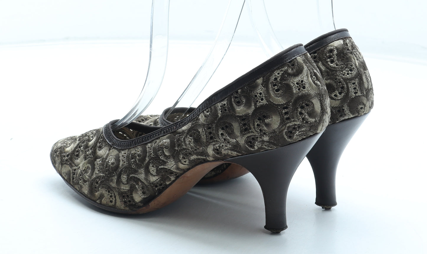 Bective Womens Brown Geometric Polyester Court Heel UK