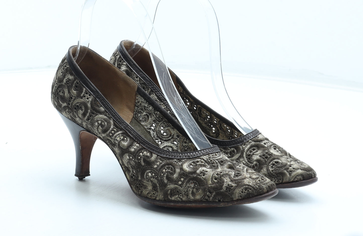 Bective Womens Brown Geometric Polyester Court Heel UK