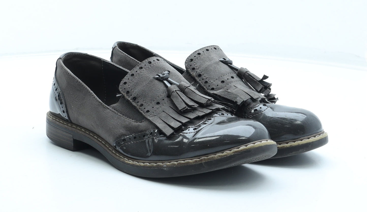 Preworn Womens Grey Leather Loafer Casual UK