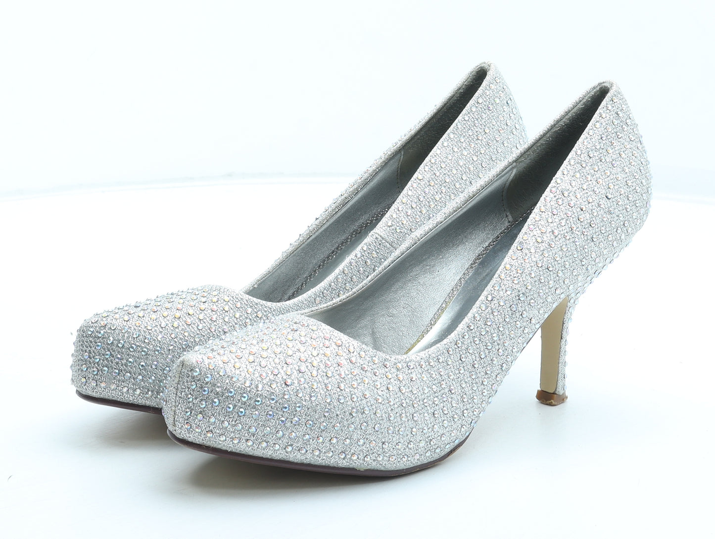 Deep 7 Womens Silver Polyurethane Court Heel UK