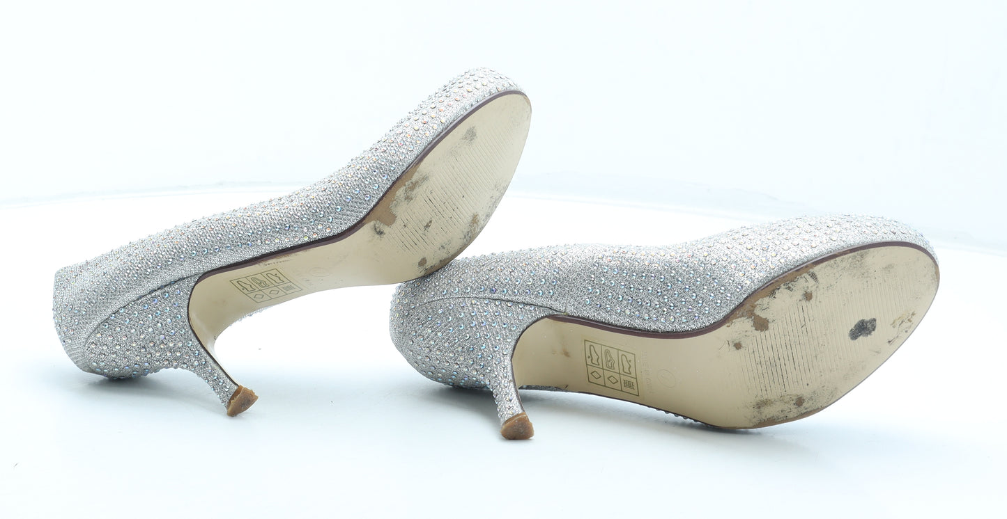 Deep 7 Womens Silver Polyurethane Court Heel UK