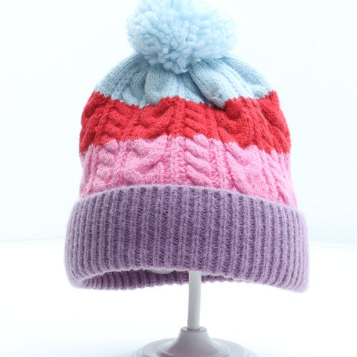 Marks and Spencer Girls Multicoloured Colourblock Acrylic Bobble Hat Size S - Size 3-6 years