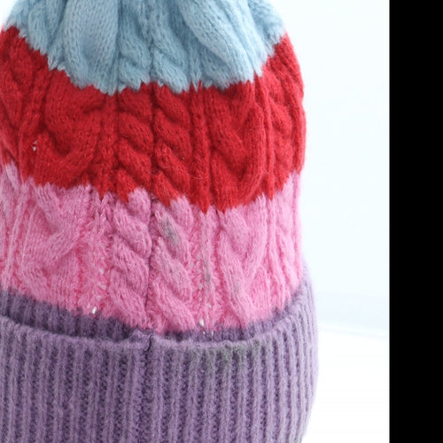 Marks and Spencer Girls Multicoloured Colourblock Acrylic Bobble Hat Size S - Size 3-6 years