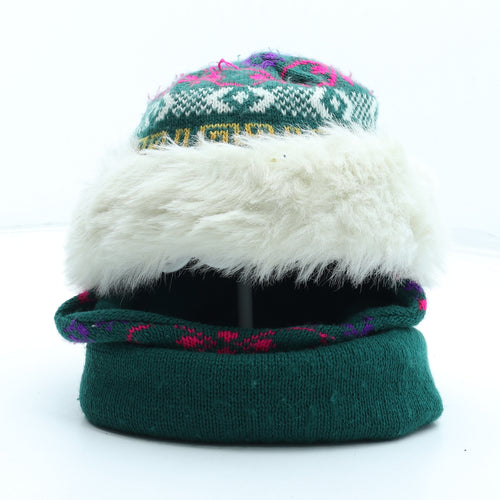 Preworn Womens Multicoloured Fair Isle Acrylic Winter Hat One Size