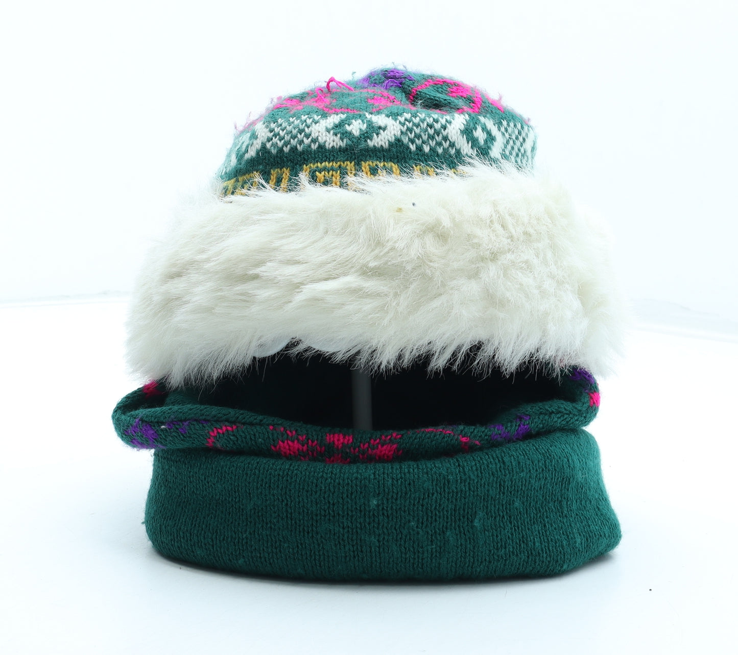 Preworn Womens Multicoloured Fair Isle Acrylic Winter Hat One Size
