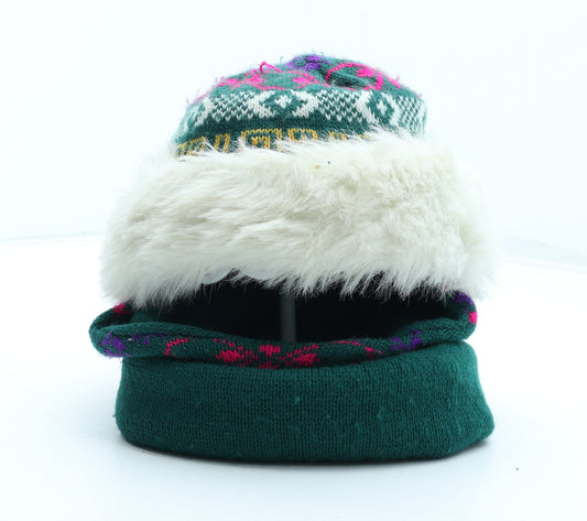Preworn Womens Multicoloured Fair Isle Acrylic Winter Hat One Size