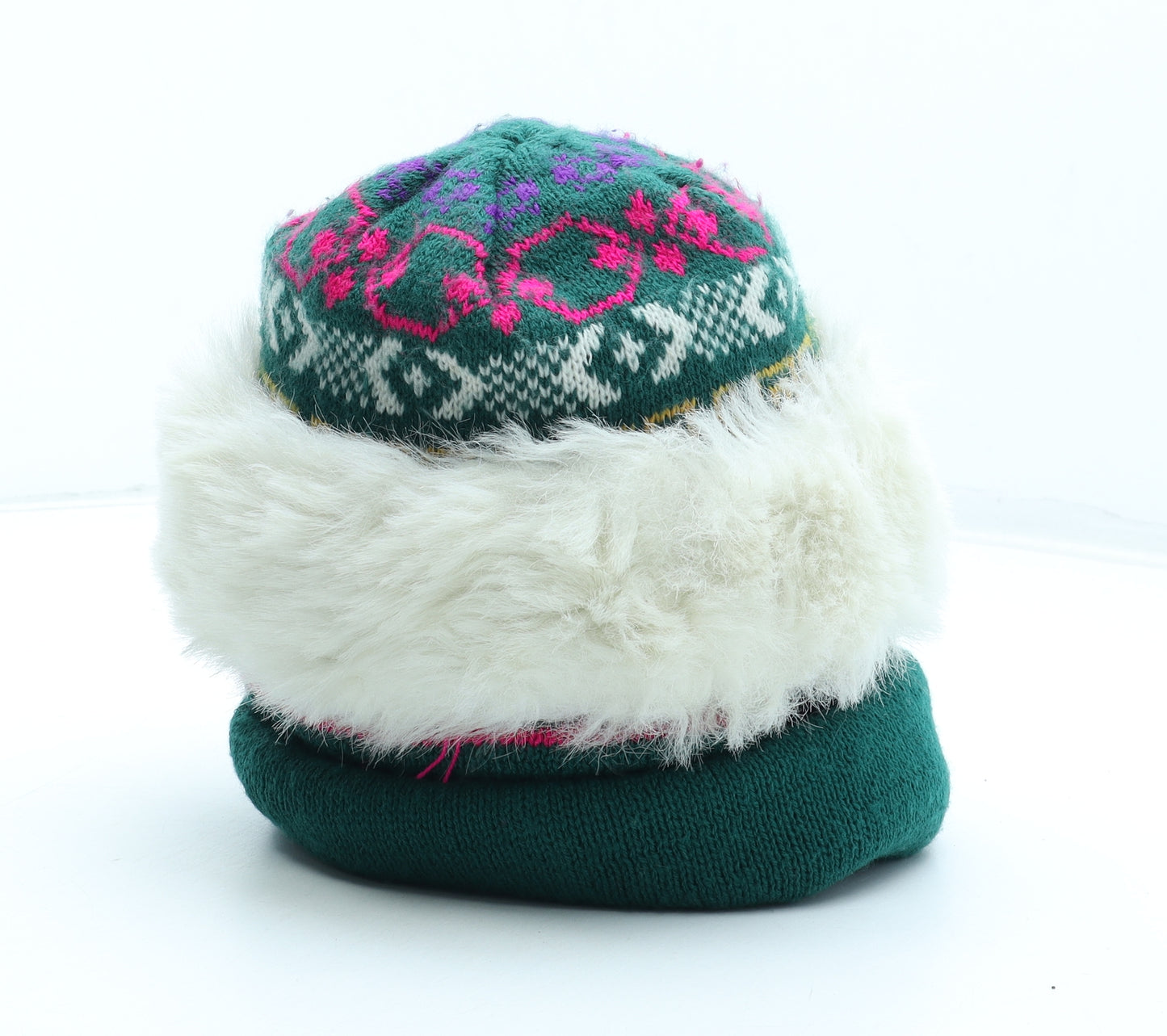 Preworn Womens Multicoloured Fair Isle Acrylic Winter Hat One Size